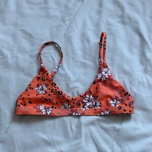 Kulani Kinis Orange Floral Bikini Top with White Blossoms